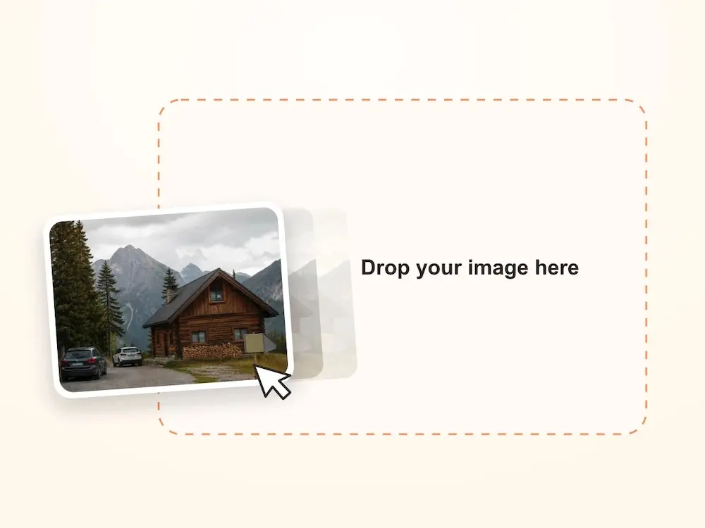 A photo thumbnail being dragged into an image upload area